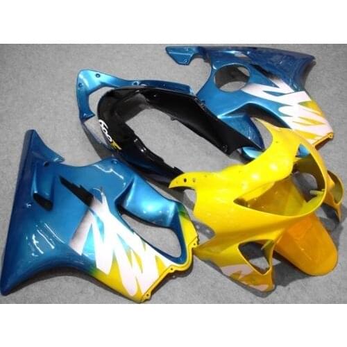 Injection mold Fairing kit for HONDA CBR600F4 99 00 CBR600 F4 1999 2000 CBR 600 ABS Yellow blue Fairings set+7gifts HC21