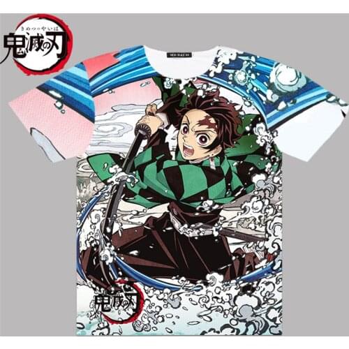 Cool Kimetsu no Yaiba Full Graphic T-shirt Anime Cosplay Demon Slayer 3D Print Men T shirt Tanjirou Kamado Short Sleeve Tee Top