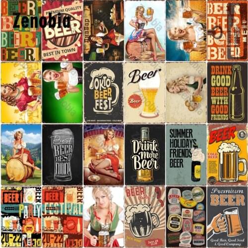 Pin Sexy Girl Metal Sign Good Beer Plaque Metal Posters Vintage Garage Decoration for Bar Pub Club Tin Plates Cafe Decoration