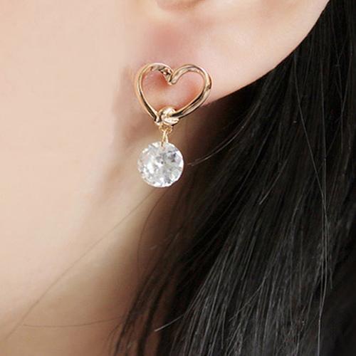 Fashion Women Earrings Fashion Heart Zircon Faux Pearl Pendant Ear Pins Bowknot Faux Pearl Eardrop Earrings Womans accesories