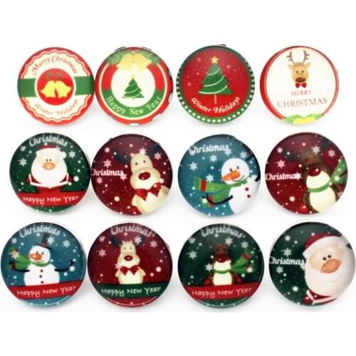 New Arrived 10pcs/lot Christmas Glass Snap Buttons Charms Fit 18mm/20mm DIY Snap Bracelet Necklace Christmas Gift Jewelry