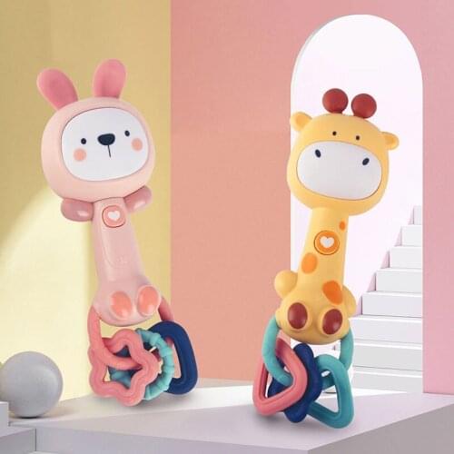 Learning Education Toys Baby Cartoon Rattles Teether Eletronic Hand Rattle Childrens Light Music Toys