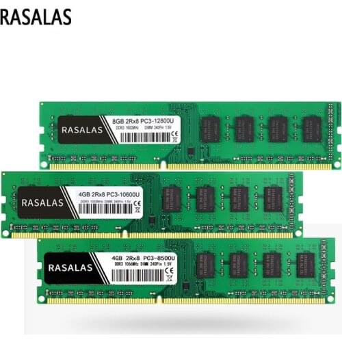 Rasalas Desktop Memory RAM DDR3 1066 1333 1600Mhz 8500 10600 12800s 240pin 1.35V 1.5V Memoria RAM for PC