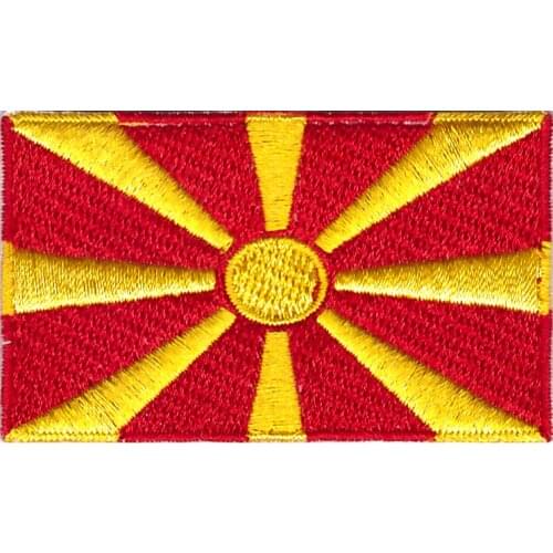 Wholesale Embroidery Macedonia flag emblem patch good quality cheap welcome customization and 200 logo 3D