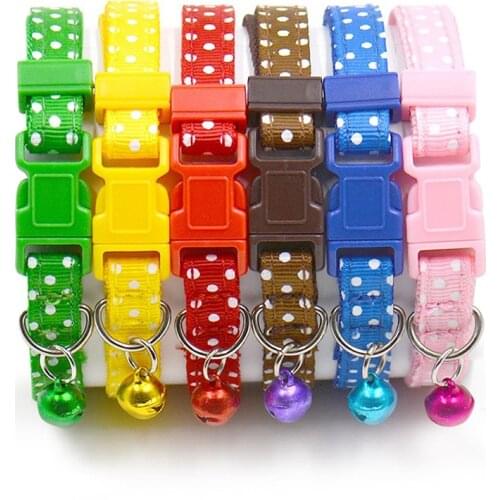 Cat Collar Necklace Dog Cats Kitten Nylon Buckle Colorful Cute Dot Print Bell Safety Durable Breakaway Adjustable Pet Collars