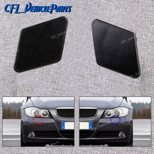 Pair Left Right Front Bumper Headlight Washer Nozzle Cover Cap Unpainted 61678031307 61678031308 For BMW E90 E91 320i 2005-2009