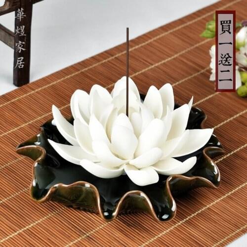 Plug In Plate Incense Burner Ceramic Buddha Lotus Holder Incense Burner Zen Tibetan Stick Porta Incenso Home Decor AD50IB