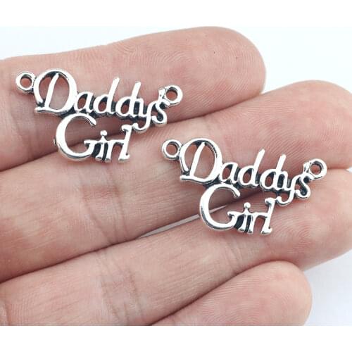 20 Pieces 15*28mm Antique Silver Color Daddys Girl Charms Best Necklace Bracelet Pendant Charms For Jewelry Making Gifts