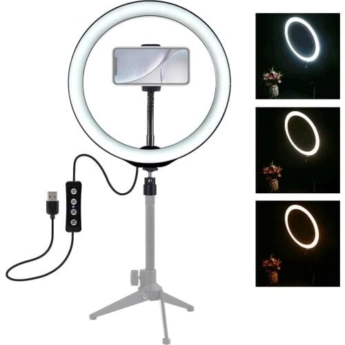 PULUZ 10 Inch Dimmable LED Selfie Ring Light &Phone Clip For Selfie Vlog Tik Tok Youtube Makeup Live Streaming Usb Led Lamp