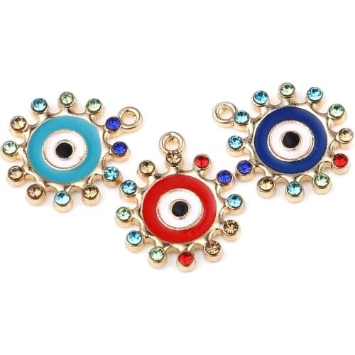 10PCs Evil Eye Sun Connectors For Jewelry Making Zinc Based Alloy Colorful Enamel Necklace Bracelet DIY Findings 19x 17mm