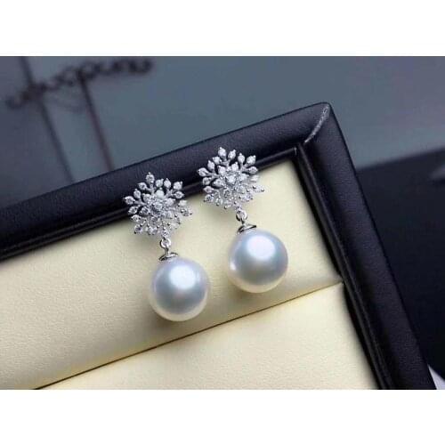 Snow 925 Sterling Silver Earrings Findings Mountings Settings Jewelry Parts Fittings for Pearls Coral Jade Agate Beads Stones