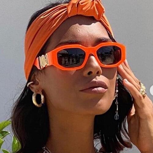 Vintage Orange Red Polygon Square Sunglasses For Women Luxury Brand Elegant Small Sun Glasses Men Hip Hop Uv400 Eyewear Shades