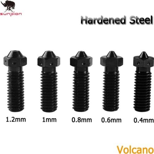 1PCS Hardened Steel Volcano Nozzles for high temperature 3D printing PEI PEEK or Carbon fiber filament for E3DVolcano hotend