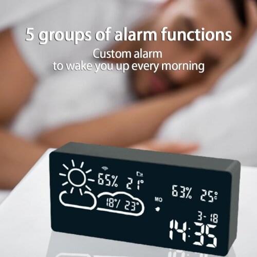Led Alarm Clock Temperature Humidity Electronic Desktop Digital Table Clocks LED smart APP weather forecast alarm clock Modern