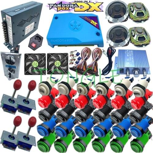Pandora Box DX 3000 In 1 DIY Kit 8 Way Joystick American Style Push Button Power Supply for Arcade Game Console Cabinet 4 Playes