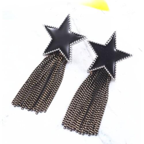 Bijoux femme Black Star Enamel Earring For Woman Girls Top Christmas Gifts Long Tassel Earring Fashion Jewelry Wholesale Price