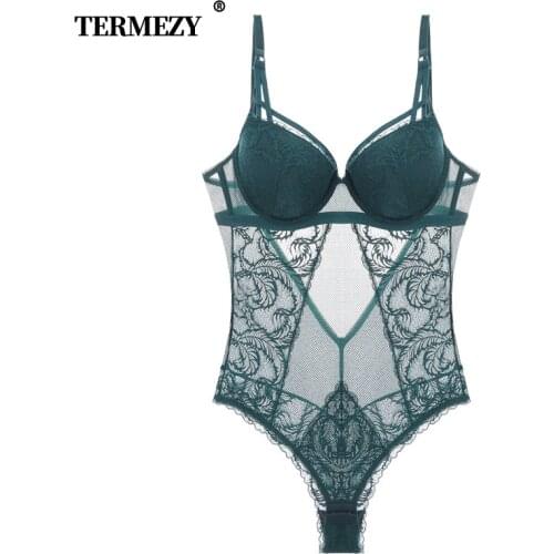 TERMEZY New High Elasticity Lingerie Lace Corset and Bustier Push Up Bra Sexy Lace Bustiers Charming Transparent Underwear Women