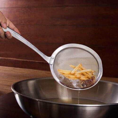 1Pcs Multifunction Round Stainless Steel Oil Filter Grid Colander Spoon Portable Kitchen Tool Cuisine Accessories Cookware Gadge