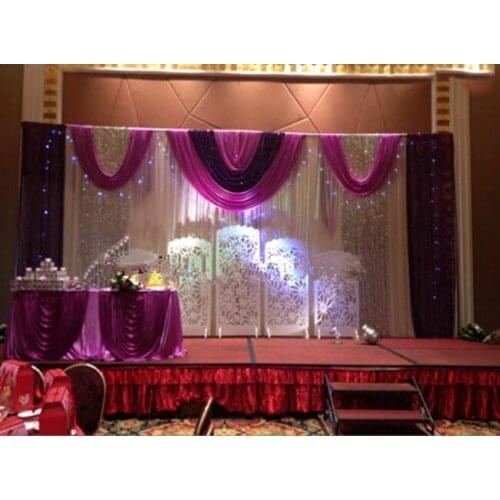 10ft*20ft Wedding Backdrop Drapes Curtain Wholesale stage decoration banquet stage backdrop With Swag party curtain decoration
