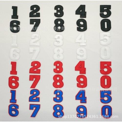 100pcs/lot Cloth Sticker Embroidery Patches Black White Red Blue Numbers Decoration Diy Clothes Digital Decal Heat Transfer