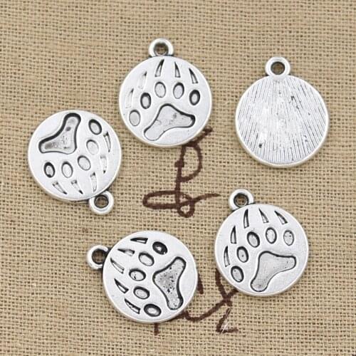 12pcs Charms Bear Paw 18x15mm Antique Pendant fit,Vintage Tibetan Silver color,DIY Handmade Jewelry