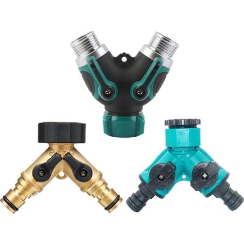 2 Way Tap Connector Watering Hose Splitters With Valves Knob Garden Irrigation Watering Tools Faucet Connector Distributor