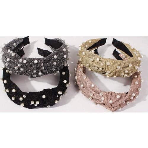 2020 Fashion pearl Hair band accessories for women for girls tie width Tiara Hair clips Romantic sweet dress cloth headband jewe