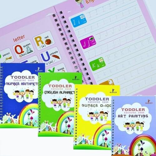 4 Books/Set English Reusable Copybook For Calligraphy Learn Alphabet Children Handwriting Practice Books Baby Toys Libros