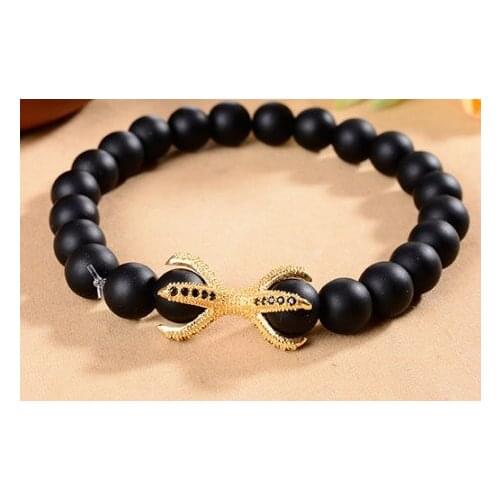 8mm rope micro pave cz zircon Eight claws Reiki Buddha Prayer Yoga Bracelet hfh3 adjusted Macrame black bead Bangles