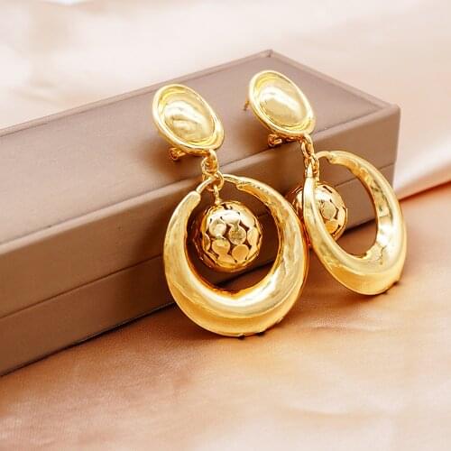 African Women Copper Drop Earrings Gold Plated Round Earrings For Women Earrings Trend Jewelry Gift Wedding Jewelry Accessories