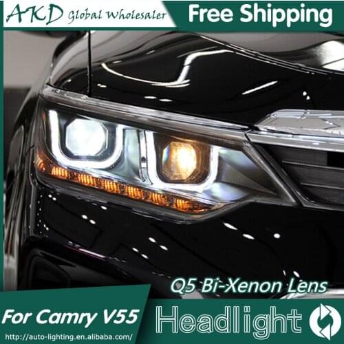 AKD Car Styling for New Camry V55 LED Headlights 2015-2016 Camry LED Headlight DRL Bi Xenon Lens High Low Beam Parking Fog Lamp