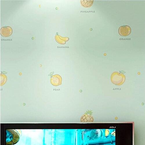 Beibehan girls childrens room bedroom wallpaper warm childlike cartoon fruit English non-woven wallpaper wall papers home decor