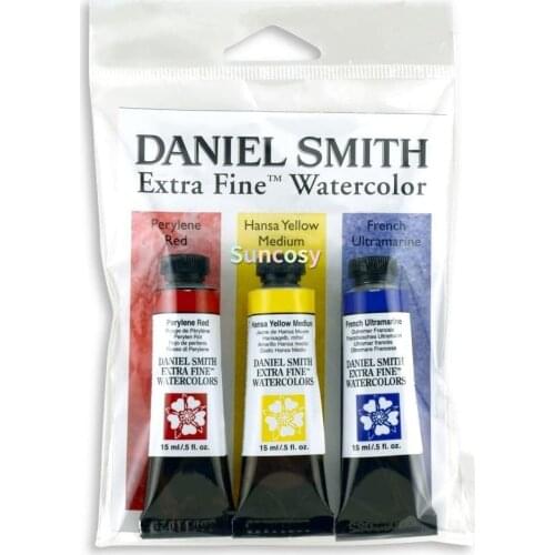 DANIEL SMITH Extra Fine Primary Watercolor Set, 3 Tubes, 15ml,Extra Fine Watercolors - classic watercolors