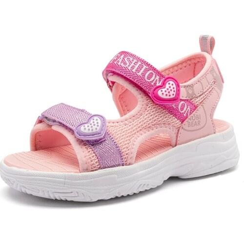 Childrens Shoes 2021 Summer New Korean Love Princess Shoes Cute Girls Sports Sandals Shoes Comfortable Flats Heels Kids Sandals