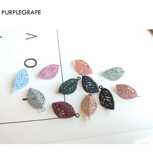 PURPLEGRAPE Japanese and Korean fashion three-dimensional leaf shape multi-color DIY handmade ear accessories plump a pack of 8