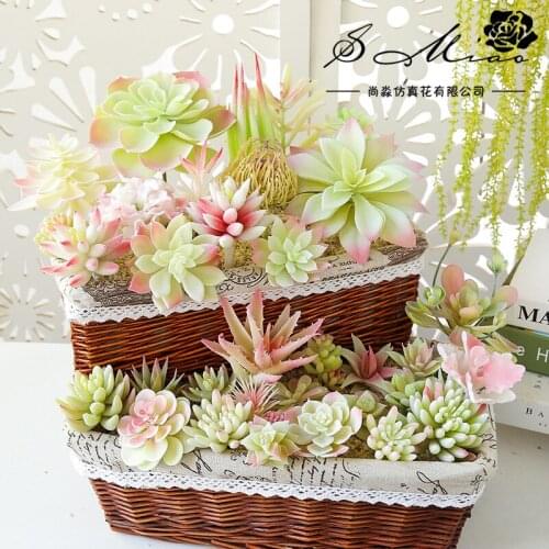 Artificial Desktop Decorations Plants Plastic Pvc Simulating Flower Heads Succulent Plant Flower Grass Fleshy Flocking