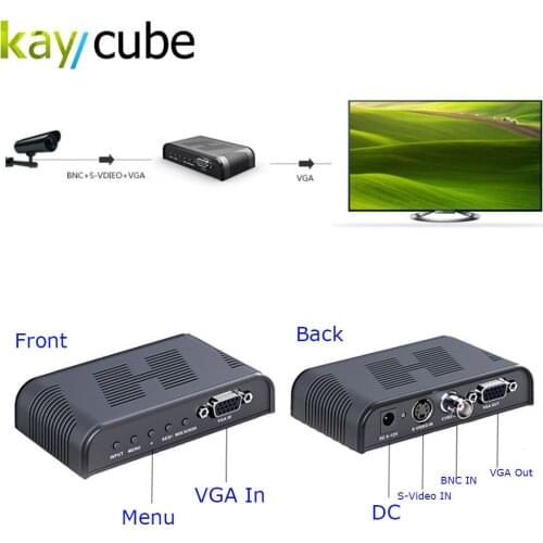 Kaycube Ultra HD 1080P BNC + S - Video to VGA AV Adapter for Computer HDTV Projector ( AC 100 - 240V ) BLACK