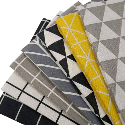 Plaid Series Geometric Patterns Printed Cotton Linen Fabric DIY Sewing Linen Cotton Fabric Canvas Material Tablecloth Pillowcase