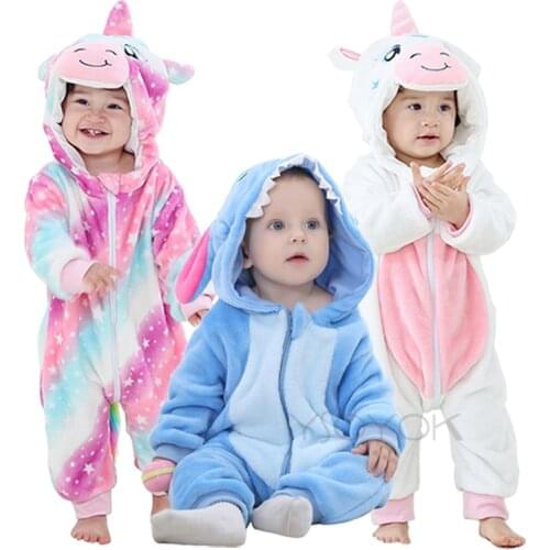 Cute Cartoon Flannel Baby Rompers Rabbit Panda Pajamas Cotton Baby Boy Girls Animal Costume Baby Jumpsuit Kigurumi Outfit