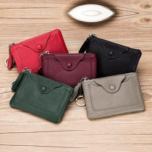 New Zipper Coin Purse Women Leather Short Wallet Soft Purses Gift for Money Pocket Thin Wallets Change Pouch Key Ring Coin Bag