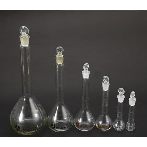 TEST 5ml-250ml Laboratory Supply With Stopper Transparent Clear Glass Volumetric Flask Glassware With Stopper Lab Chemistry