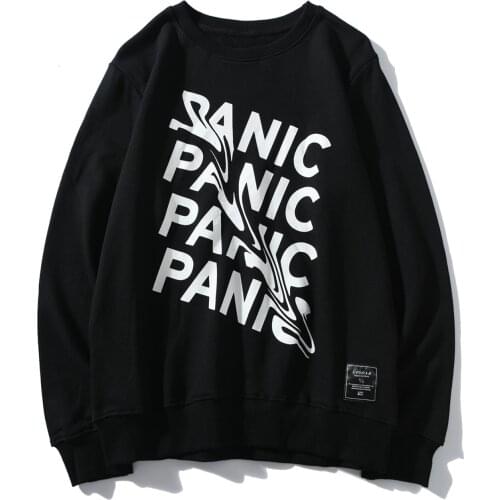 Aelfric Eden Hip Hop Streetwear Hoodie Sweatshirt Men Creative Panic Print Harajuku Hoodie Winter Pullover Men Cotton Black Tops