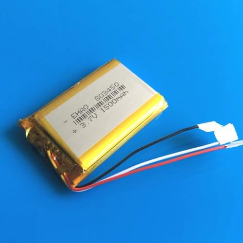803450 3.7V 1500mAh lipo polymer lithium li ion rechargeable battery 3wires for GPS DVD recorder headset e-book camera