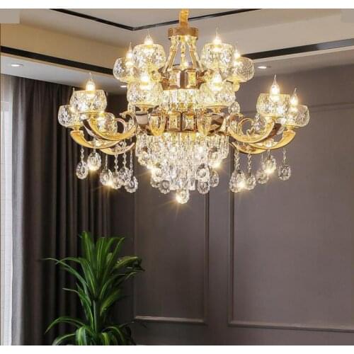 Hotel Lobby Luxury Chandelier crystal Lighting Medieval Style Splendid lamp 15-arms E14 Led Candle Holder room decor Chandeliers