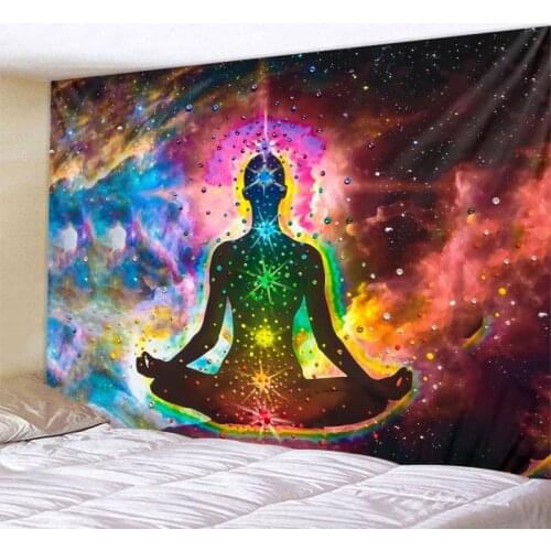 Meditation Seven Chakra Tapestry Indian Buddha Wall Decoration Mandala Tapestry Witchcraft Bohemian Hippie Home Decor Yoga Mat