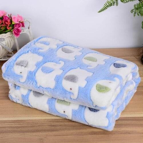 Cute Dog Cat Mat Pet Blanket Elephant Pattern Dog Bed Mat Soft Coral Fleece Cat Bed Pet Cushion Cover Winter Warm Sleeping