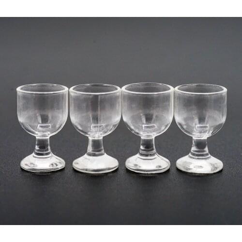 Odoria 1:12 Miniature 4PCS Red Wine Cups Clear Goblet Dollhouse Kitchen Tableware Accessories
