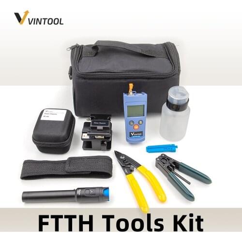 FTTH Optic Tools Kit with Fiber Optic Power Meter FC-6S Cleaver 10mW Visual Fault Locator