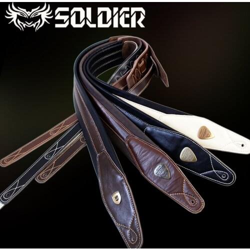 New handmade leather guitar strap electric guitar / bass straps crafted Dark Brown genuine Leather special design