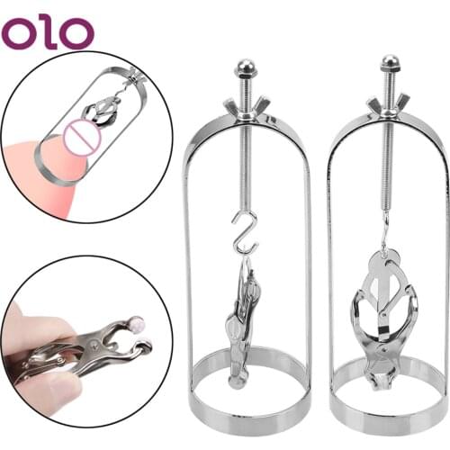 OLO 1 Pair Metal Nipple Clip Adjustable Nipple Stimulator Retention Device Torture Play Clamps Bondage Adult Game Breast massage